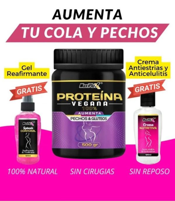 PROTEINA VEGANA AUMENTO DE SENO Y GLUTEO
